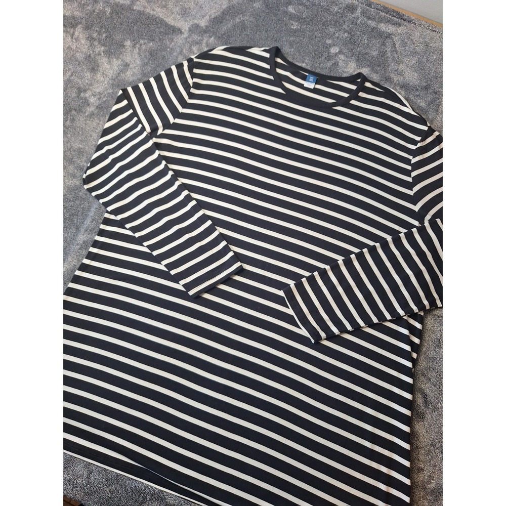 Old Navy‎ Luxe Jersey Knit Tshirt Dress Womens XXL TALL Black White Striped...